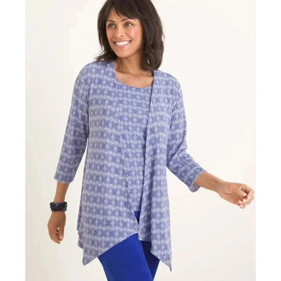 {Chico's} Travelers Classic Printed Cardigan - Picture 1 of 11